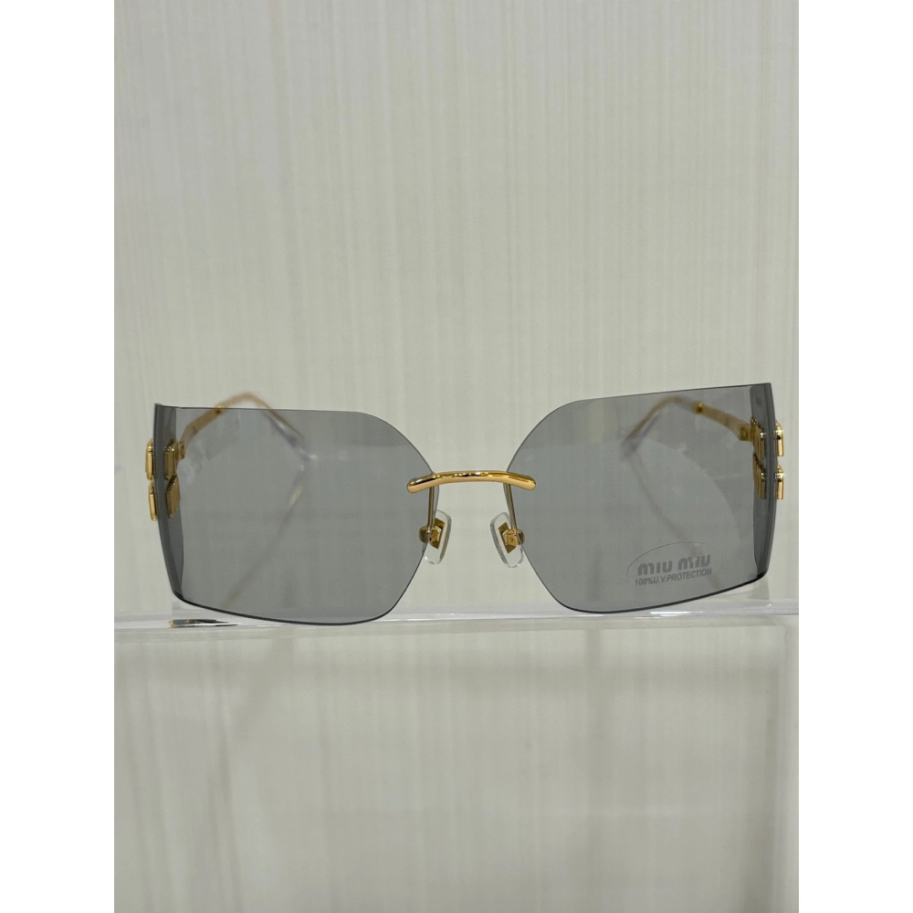 Miu Miu 張元英同款墨鏡 金屬字母logo護目鏡 太陽眼鏡 很酷又可以很甜的一款方形框 尺寸：80-14-110-細節圖7