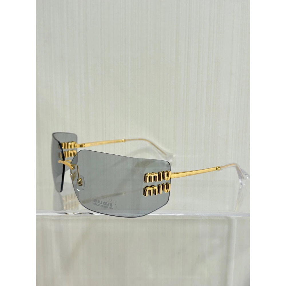Miu Miu 張元英同款墨鏡 金屬字母logo護目鏡 太陽眼鏡 很酷又可以很甜的一款方形框 尺寸：80-14-110-細節圖8