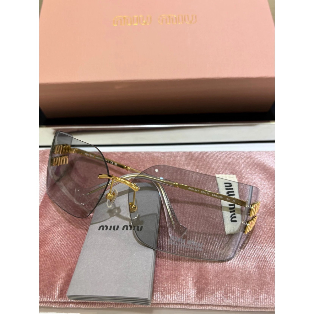 Miu Miu 張元英同款墨鏡 金屬字母logo護目鏡 太陽眼鏡 很酷又可以很甜的一款方形框 尺寸：80-14-110-細節圖10