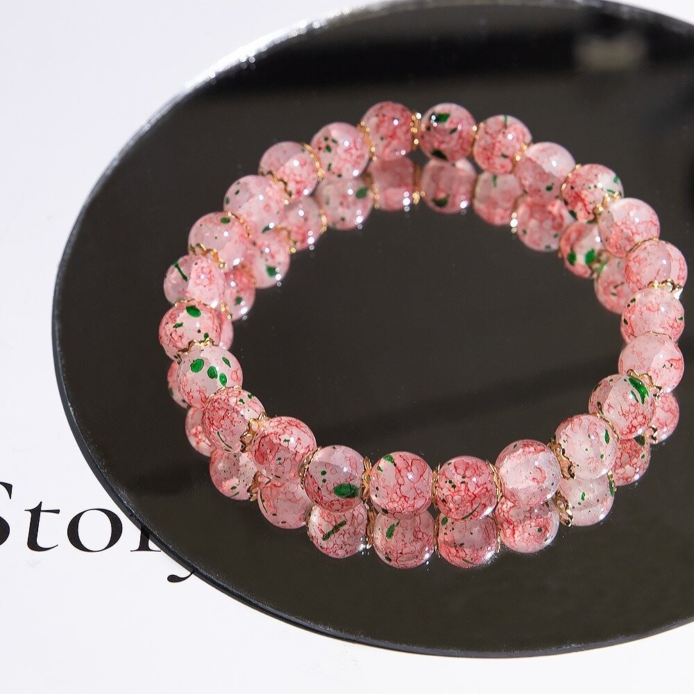 (8mm)粉色櫻花琉璃手串