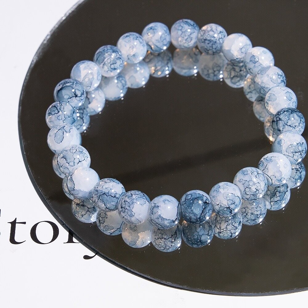 佐運門 專業開光 新中式粉色櫻花串珠 冰裂爆珠手串 琉璃手串 手串女 轉運珠手串 琉璃飾品 手鍊 手串 森林系 彈力繩設-規格圖11