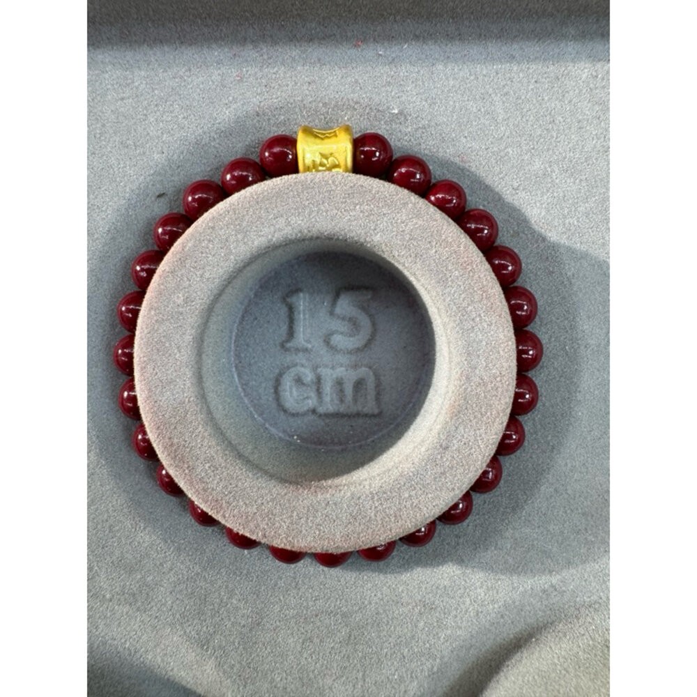 (素圈)6mm單圈硃砂+鍍金六字真言