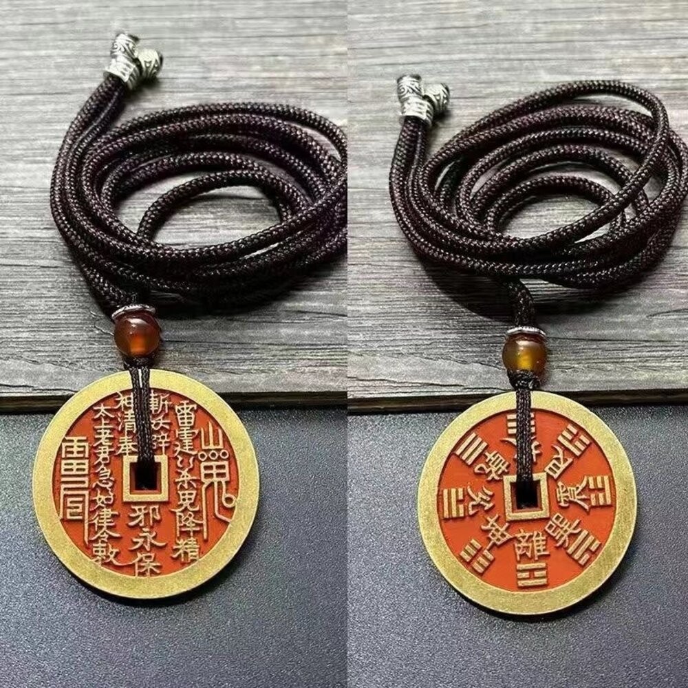 (紅色)紅珠款山鬼花錢-項鍊