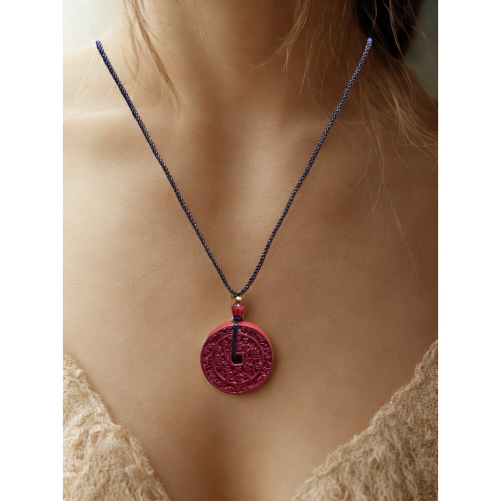 紫金砂山鬼花錢-(隨機款式)項鍊