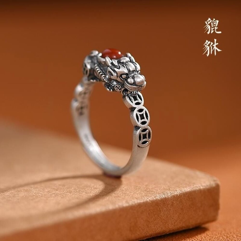 石榴石貔貅戒指 尺寸:開口可調節