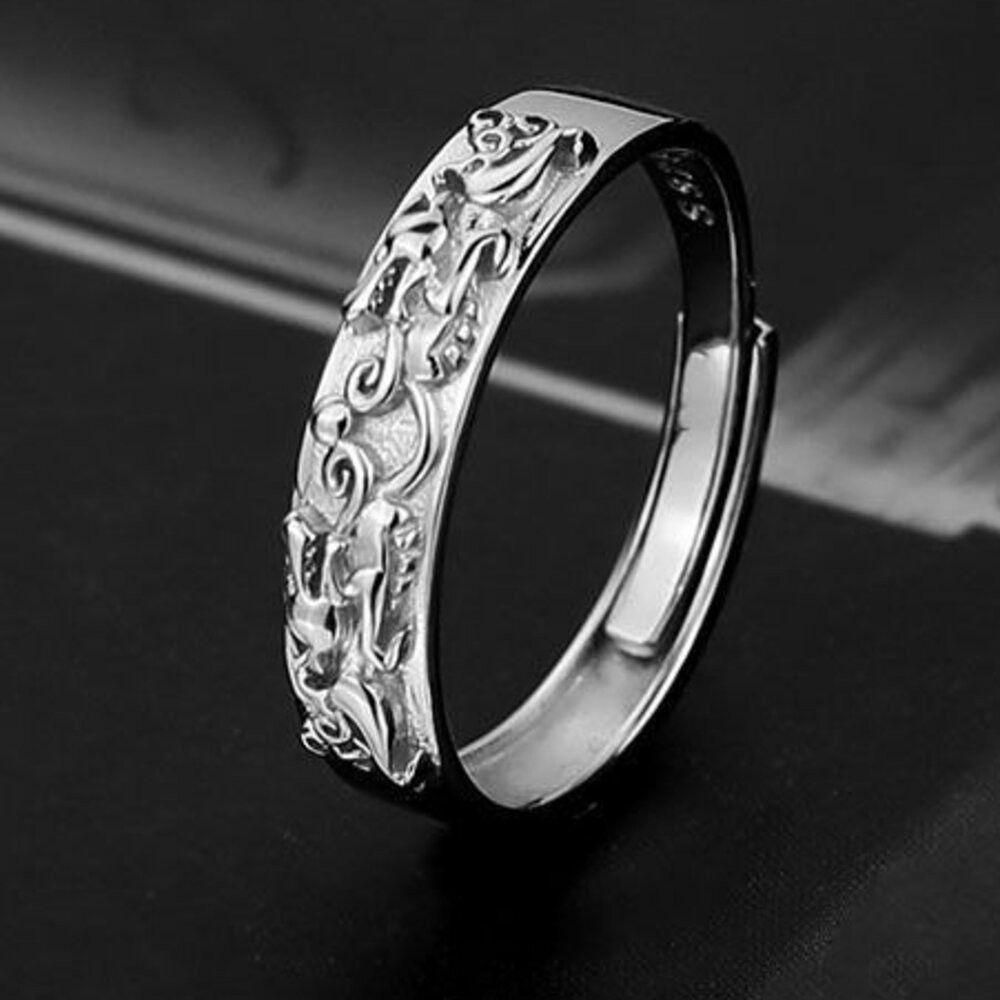 佐運門 復古戒指 招財戒指 五帝錢戒指 開光 開運戒指 鋼戒 六字真言戒指 開運戒指女生 開光男可調式戒指 貔貅轉運鋼戒-規格圖11