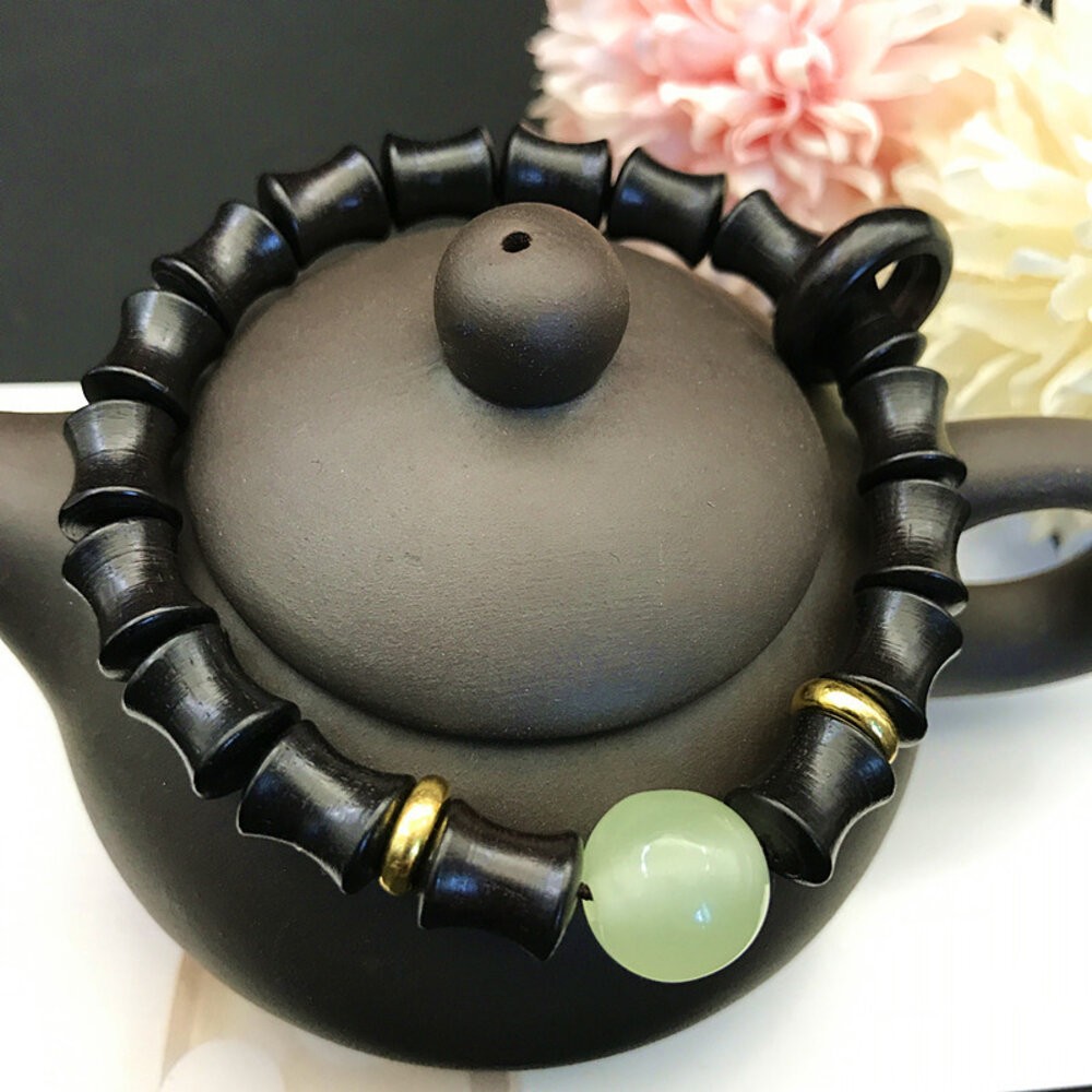 佐運門 開光 開運 竹節 檀木 手串 手鍊 手環 黑檀木 手鏈 手鍊 玉髓 佛珠 夜光珠 念珠 手珠 珠 平安 平安手鍊-細節圖2