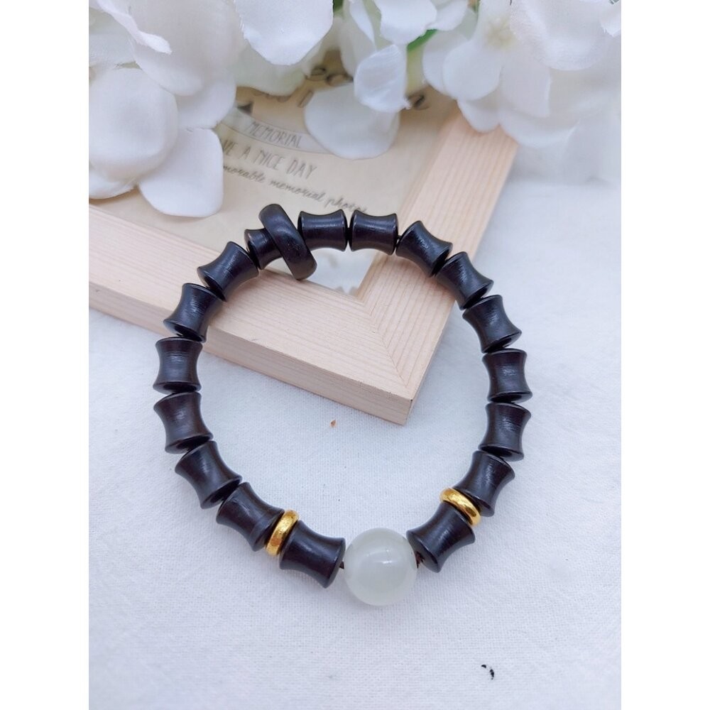 佐運門 開光 開運 竹節 檀木 手串 手鍊 手環 黑檀木 手鏈 手鍊 玉髓 佛珠 夜光珠 念珠 手珠 珠 平安 平安手鍊-細節圖3