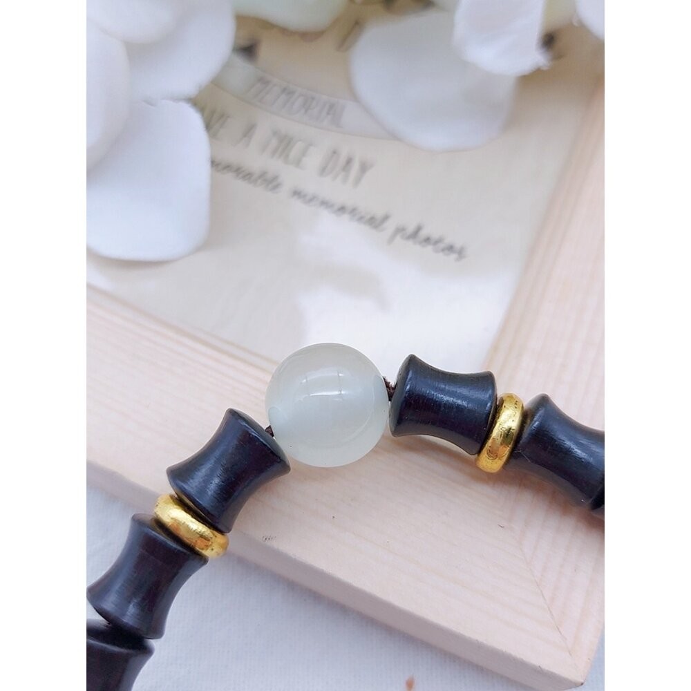 佐運門 開光 開運 竹節 檀木 手串 手鍊 手環 黑檀木 手鏈 手鍊 玉髓 佛珠 夜光珠 念珠 手珠 珠 平安 平安手鍊-細節圖4