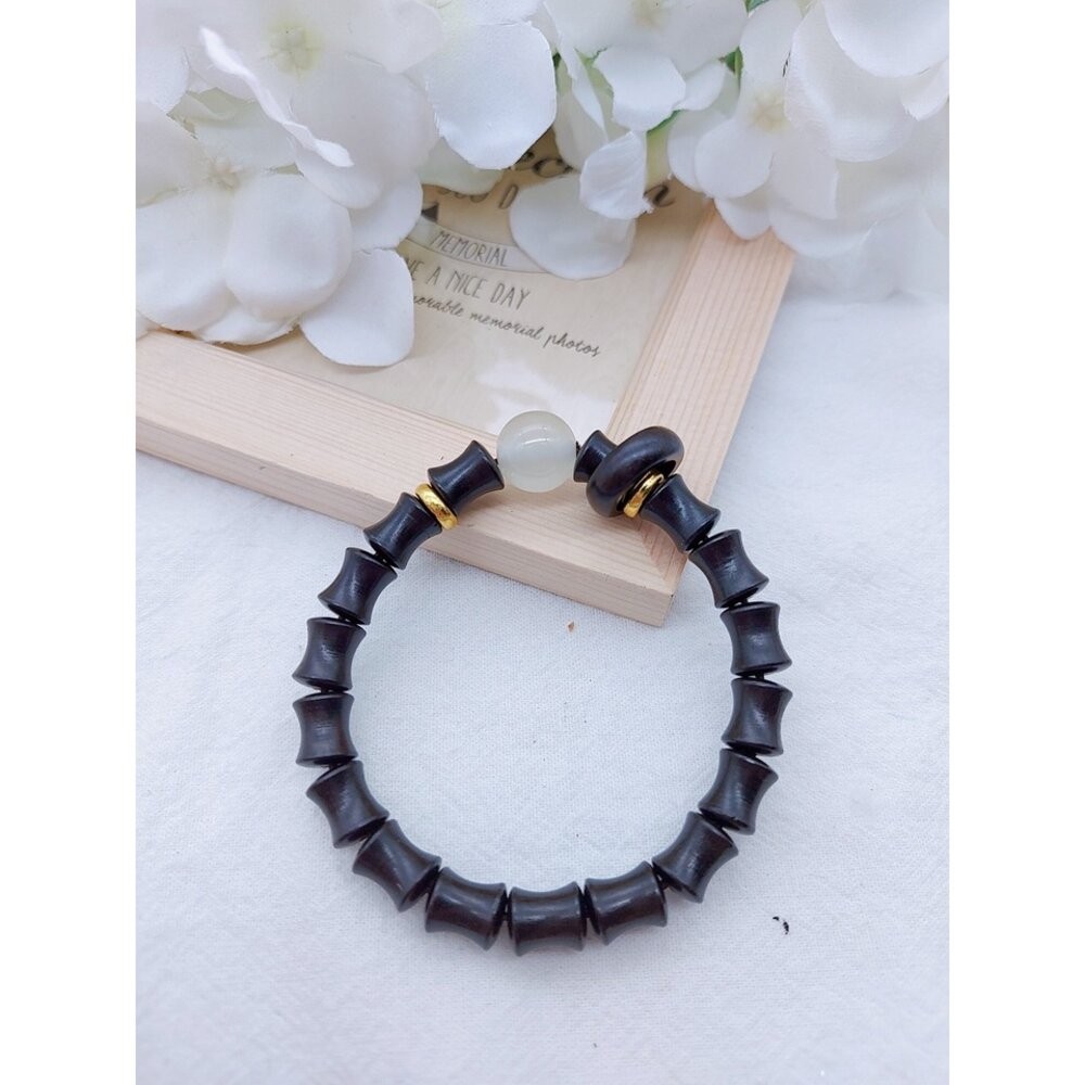 佐運門 開光 開運 竹節 檀木 手串 手鍊 手環 黑檀木 手鏈 手鍊 玉髓 佛珠 夜光珠 念珠 手珠 珠 平安 平安手鍊-細節圖5