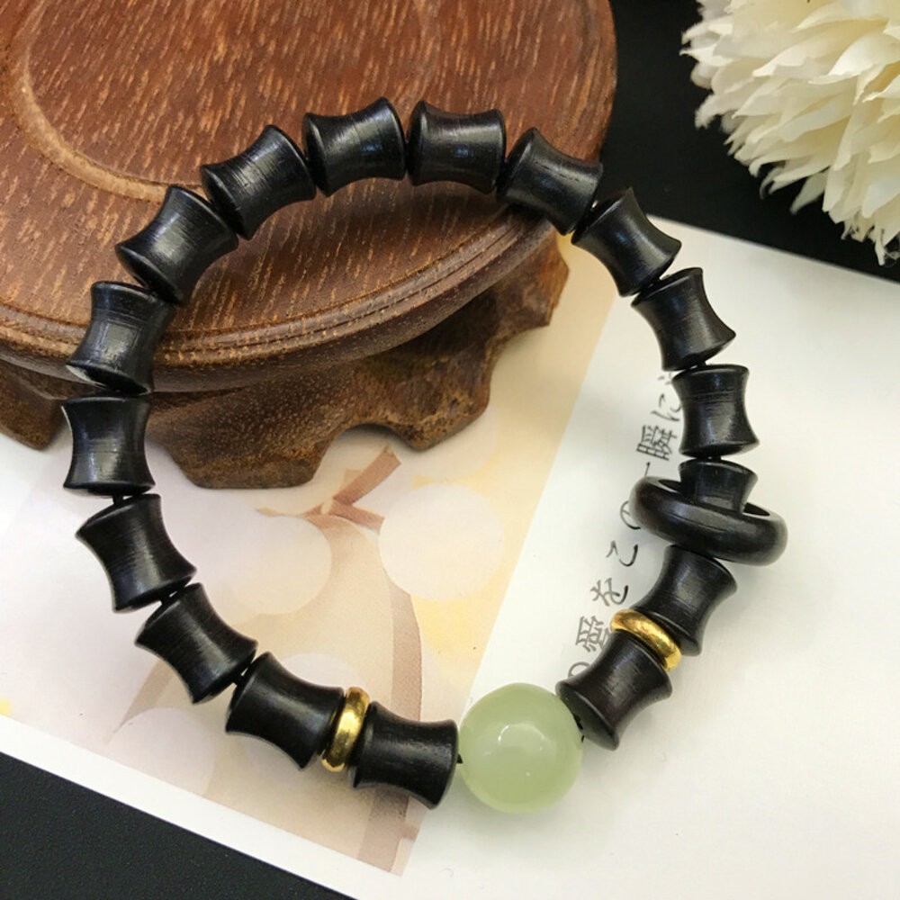 佐運門 開光 開運 竹節 檀木 手串 手鍊 手環 黑檀木 手鏈 手鍊 玉髓 佛珠 夜光珠 念珠 手珠 珠 平安 平安手鍊-細節圖6