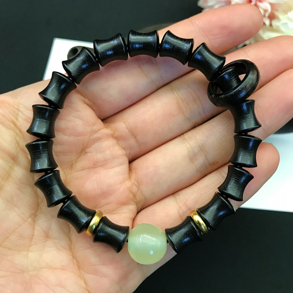 佐運門 開光 開運 竹節 檀木 手串 手鍊 手環 黑檀木 手鏈 手鍊 玉髓 佛珠 夜光珠 念珠 手珠 珠 平安 平安手鍊-細節圖7