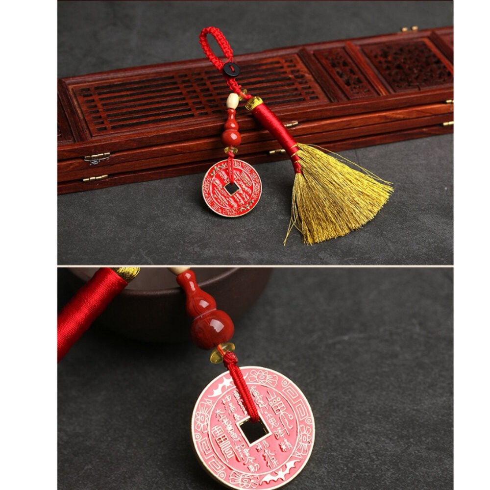 佐運門 開光 八卦化煞錢金掃帚吊飾 金掃把 掃除霉運 轉運 開運 錢幣 避小人 防暗箭 招貴人 老師親筆開光-細節圖5