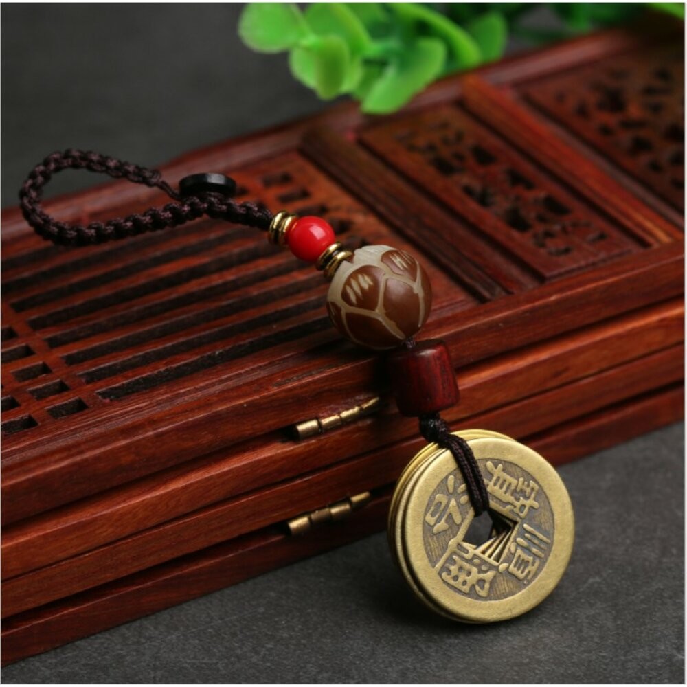 佐運門 開光 菩提 五帝錢 掛飾 隨身 護身 避邪 銅錢 鑰匙圈鑰匙圈 鑰匙圈扣環  轉運 汽車鑰匙扣 汽車鑰匙圈-細節圖2