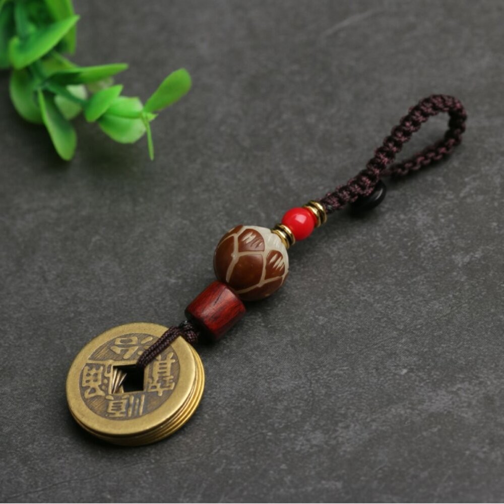 佐運門 開光 菩提 五帝錢 掛飾 隨身 護身 避邪 銅錢 鑰匙圈鑰匙圈 鑰匙圈扣環  轉運 汽車鑰匙扣 汽車鑰匙圈-細節圖5