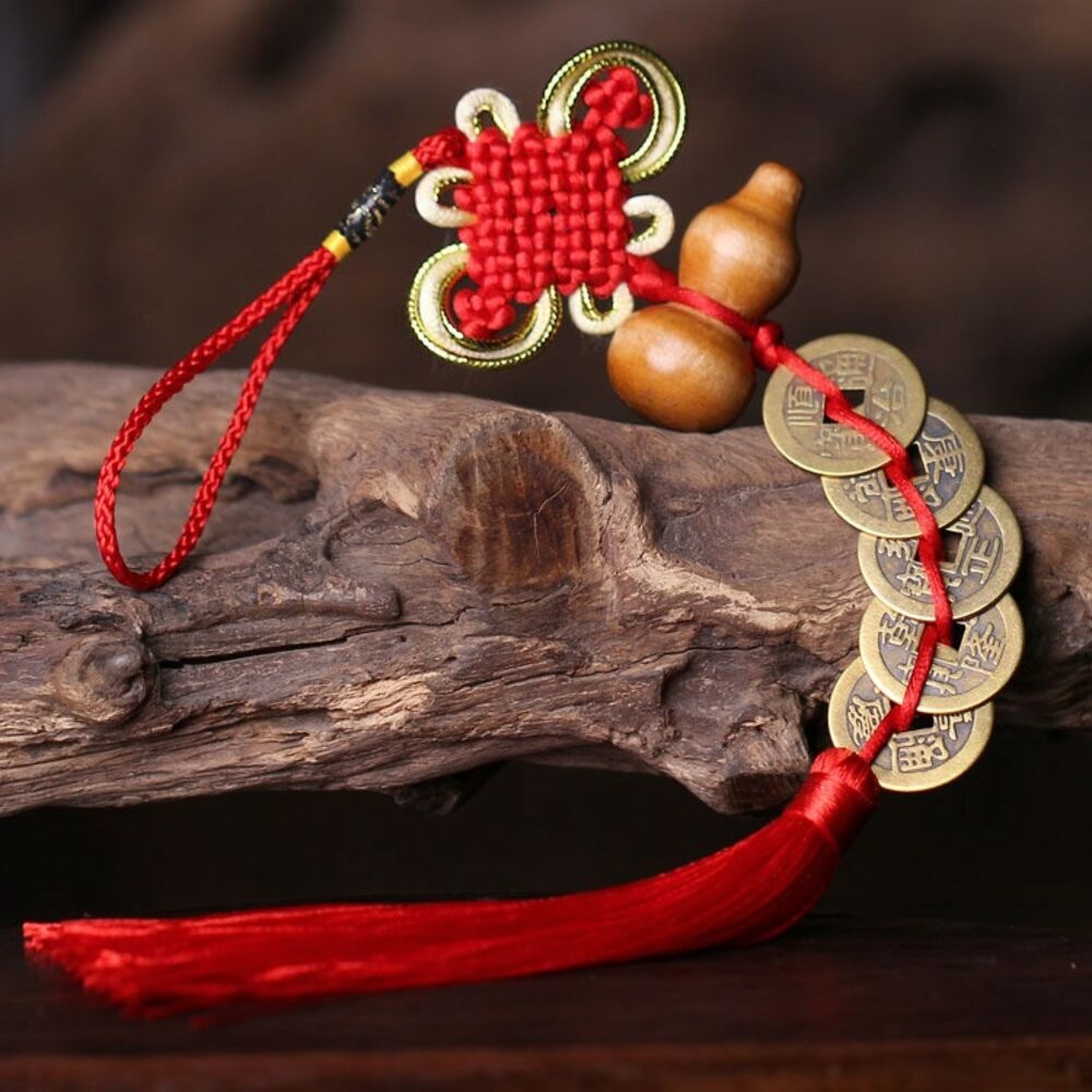 佐運門 中國結 五帝錢 葫蘆 葫蘆五帝錢 風水葫蘆五帝錢 開光五帝錢 古錢 避邪擋煞 招桃花 元寶 木葫蘆 五帝錢吊飾-細節圖3