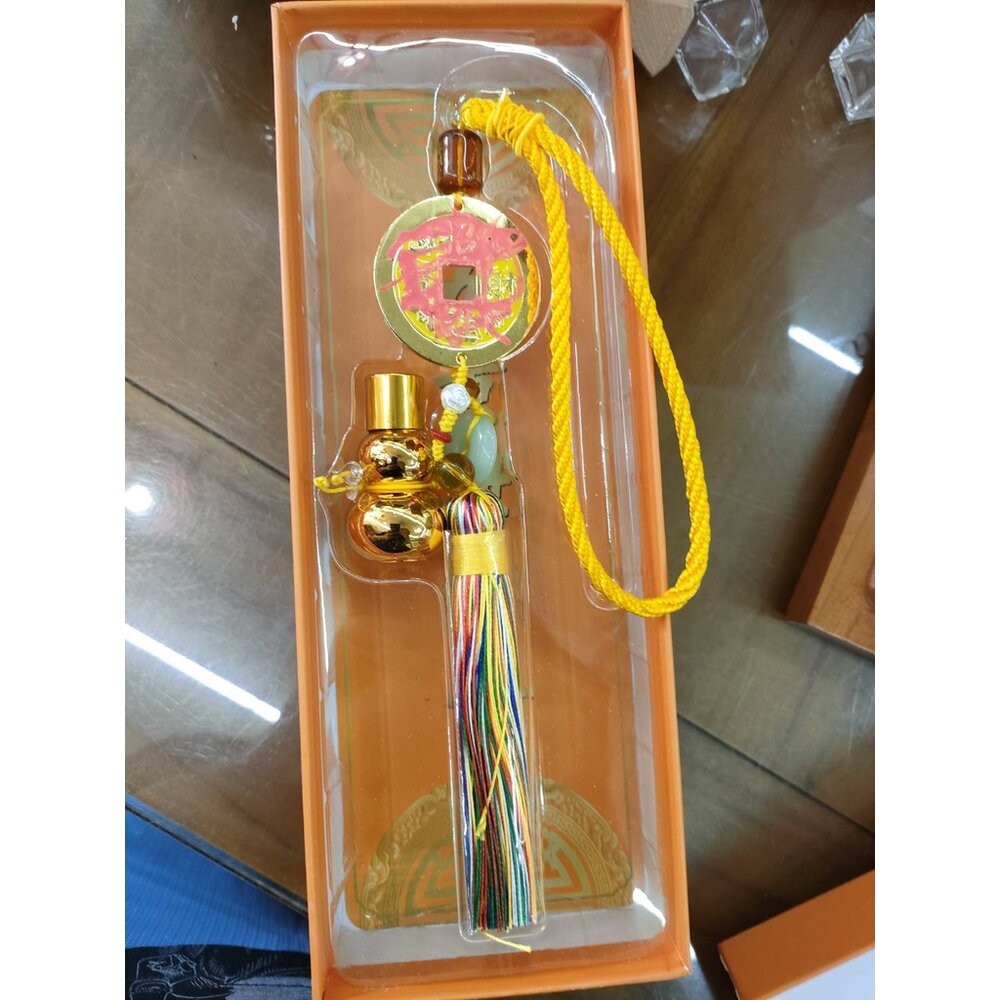 化五黃煞葫蘆吊飾帶彩穂-硃砂開光