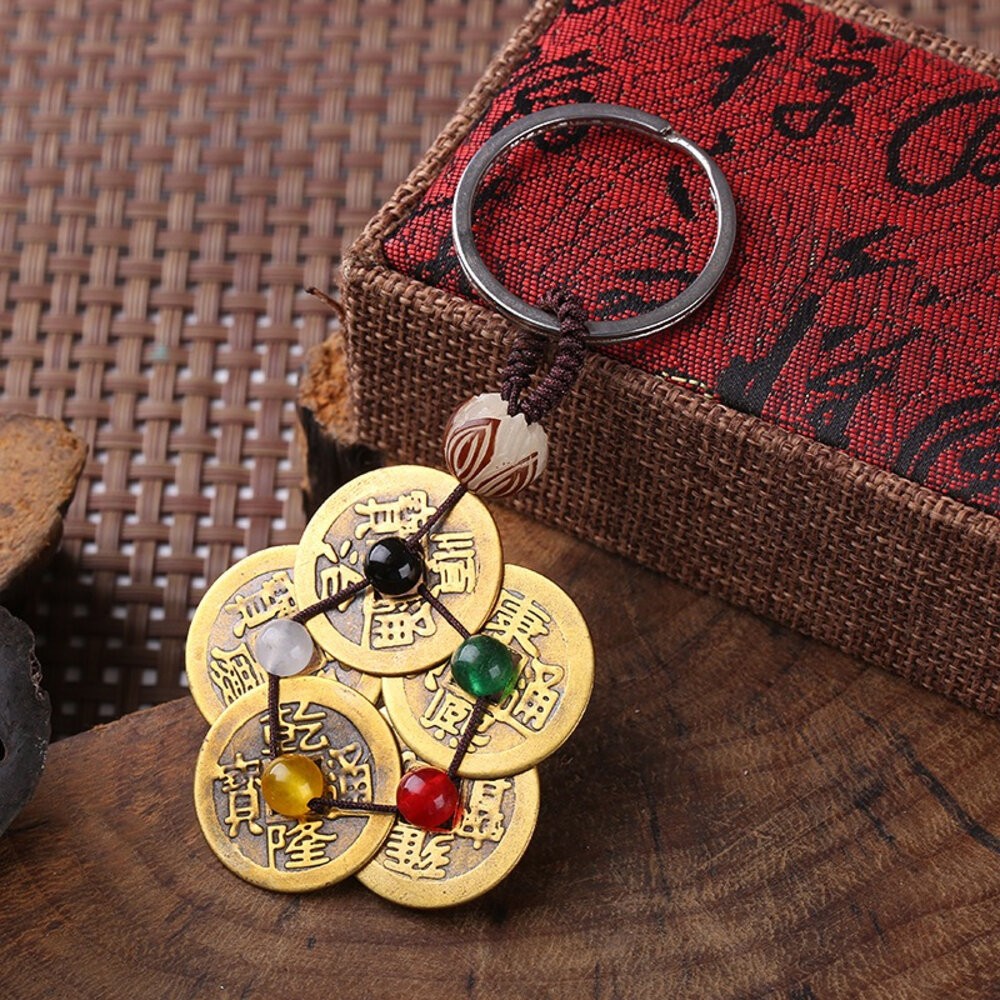 佐運門 五帝葫蘆 五帝銅 五帝錢 五帝錢吊飾 五帝錢掛飾 五帝錢開光 五帝錢鑰匙圈 防小人 招財鑰匙圈 葫蘆五帝錢 葫蘆-細節圖7