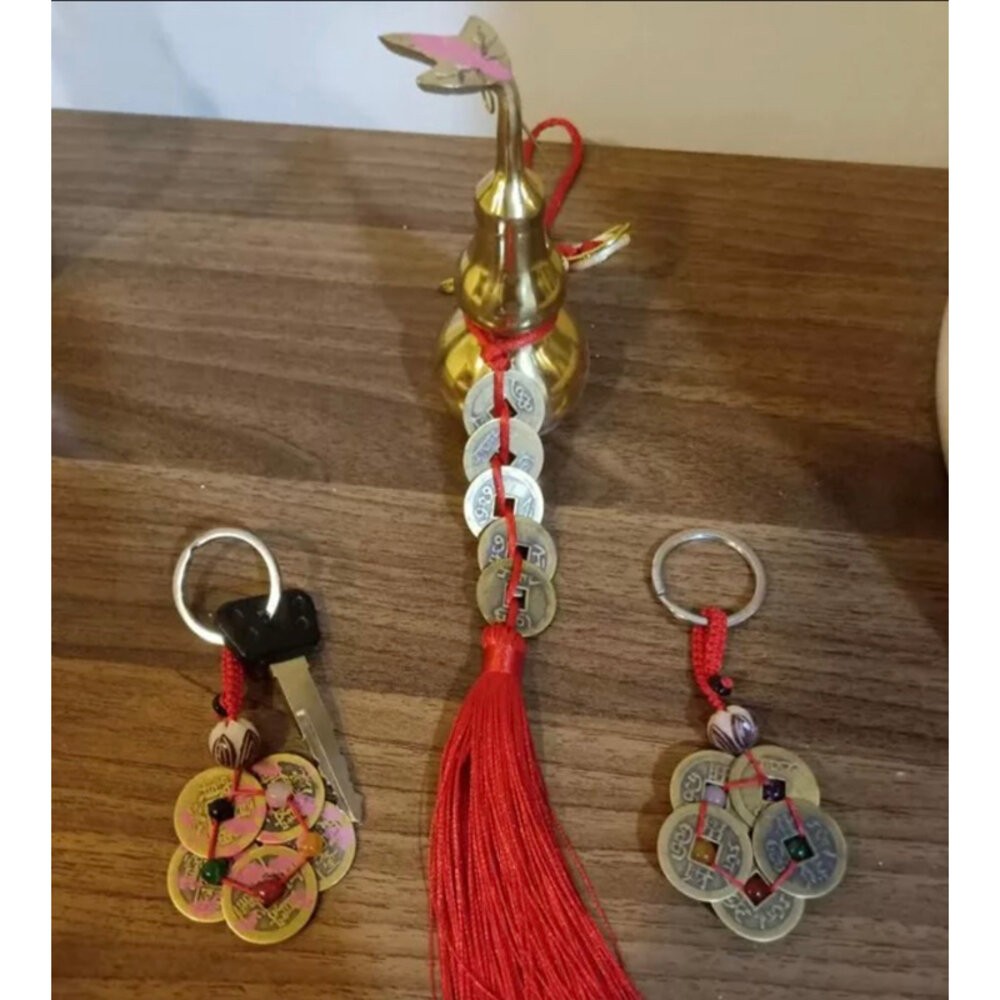 佐運門 五帝葫蘆 五帝銅 五帝錢 五帝錢吊飾 五帝錢掛飾 五帝錢開光 五帝錢鑰匙圈 防小人 招財鑰匙圈 葫蘆五帝錢 葫蘆-細節圖8