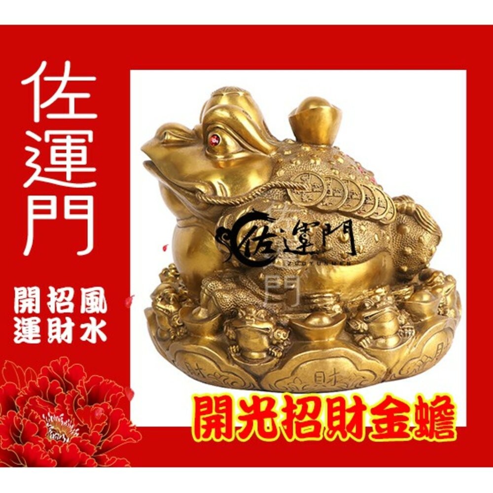 佐運門 開光 招財 金蟾蜍 招財擺飾（離卦 南方) 銅 蟾蜍 招財蟾蜍 風水擺件 風水 玄關擺件 招財進寶 招財 工藝品-細節圖2