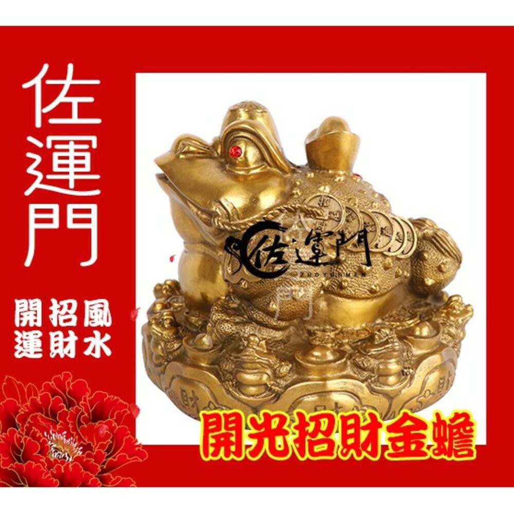佐運門 開光 招財 金蟾蜍 招財擺飾（離卦 南方) 銅 蟾蜍 招財蟾蜍 風水擺件 風水 玄關擺件 招財進寶 招財 工藝品-細節圖4