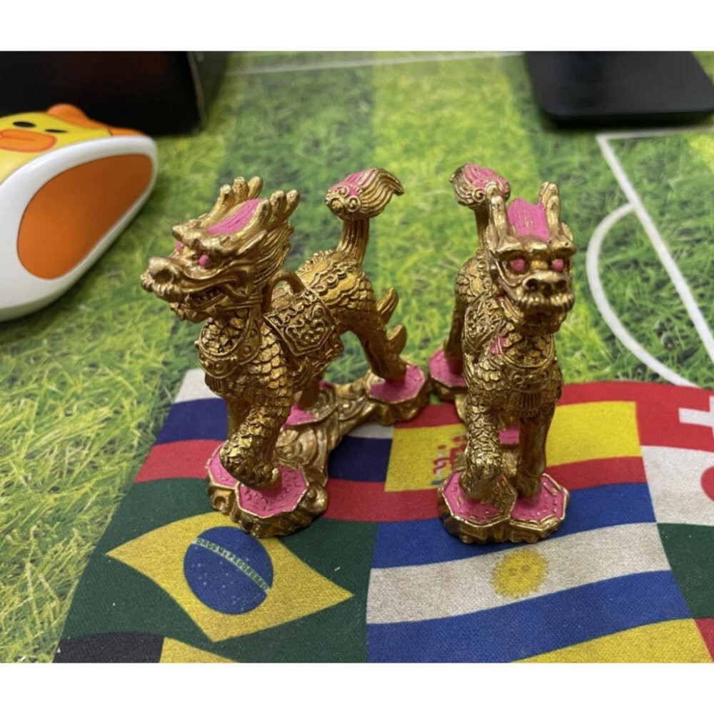 佐運門   麒麟踩八卦 黃銅麒麟 金蟾蜍 麒麟 麒麟擺件 銅麒麟 金蟾蜍 玉麒麟 騏麟 送子麒麟 麒麟踩八卦開光 銅麒麟-細節圖8