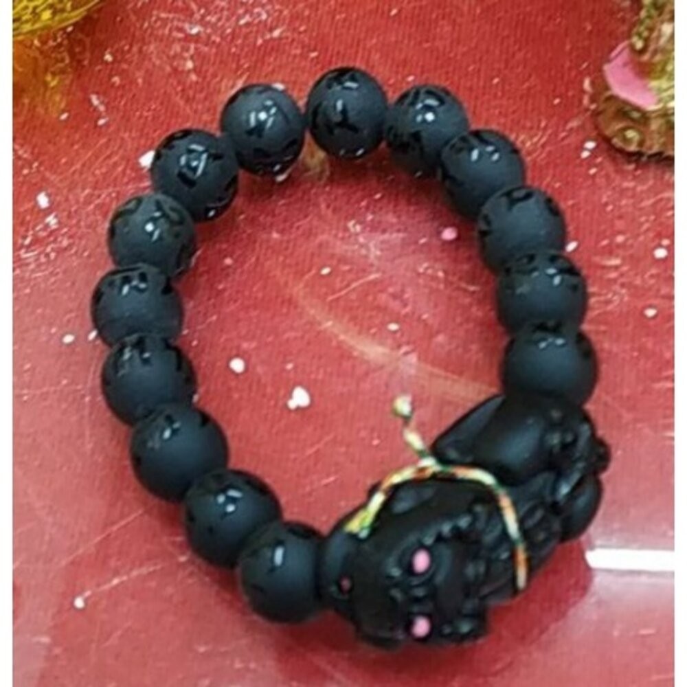 佐運門 貔貅 磨砂 黑曜石 招財 貔貅手鍊 黑曜石手鍊 招財手鍊 開運手鍊 水晶貔貅 平安手鍊 黑曜石貔貅  六字箴言-規格圖5