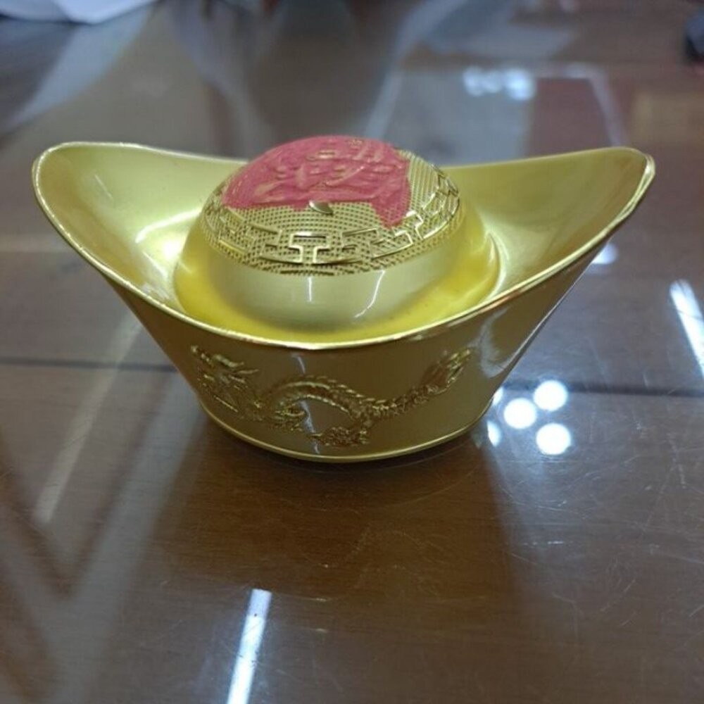 銅金元寶 龍鳳元寶 (大)-長9.5cm