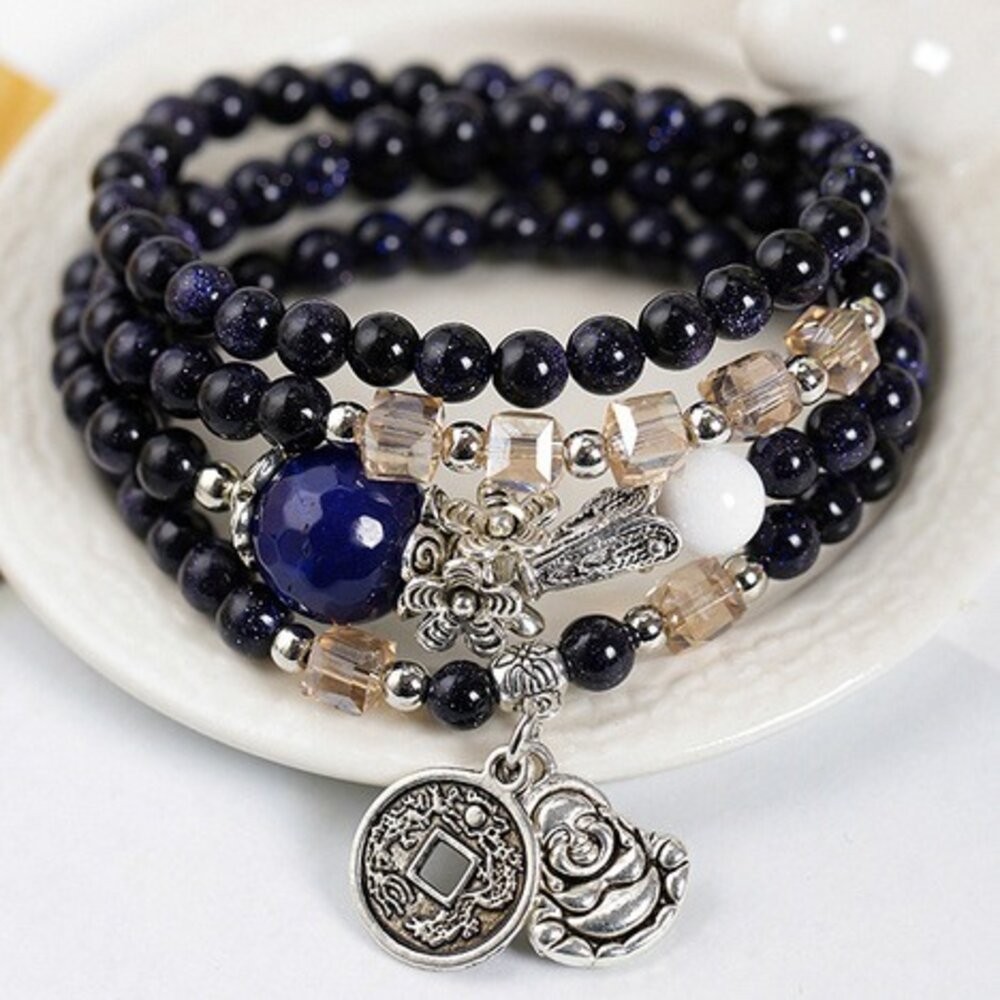 佐運門 星空 水晶串珠 藍沙石 彌勒佛銅錢 手鍊女 招財手鍊 招財 手鍊 招財 開運手鍊 幸運手環 平安手鍊 開運 開光-細節圖9