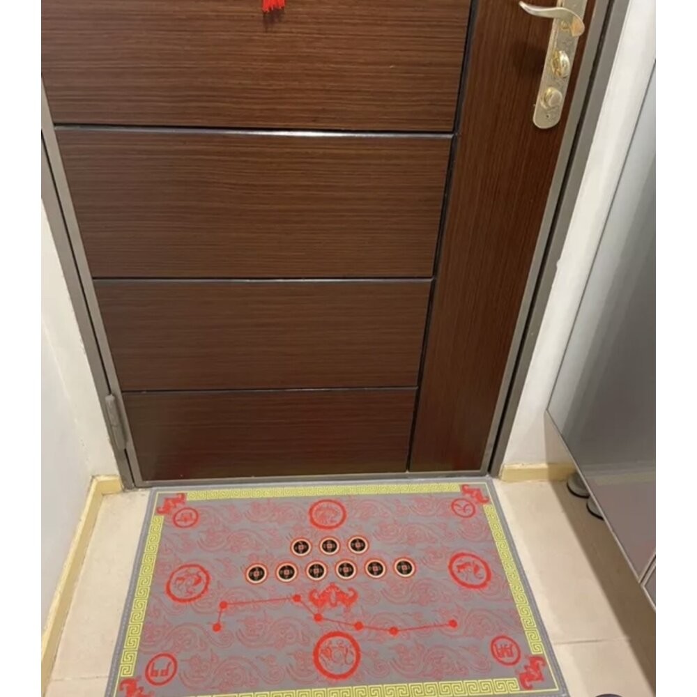 佐運門 五帝錢 地墊 玄關地墊 風水地墊 大門地墊 玄關地墊 腳踏墊 踏墊 進門地墊 風水地墊 地墊門口 玄關防滑地墊-細節圖11