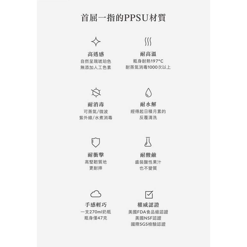 小獅王辛巴 蘊蜜鉑金PPSU寬口防脹氣奶瓶 270ml-細節圖3
