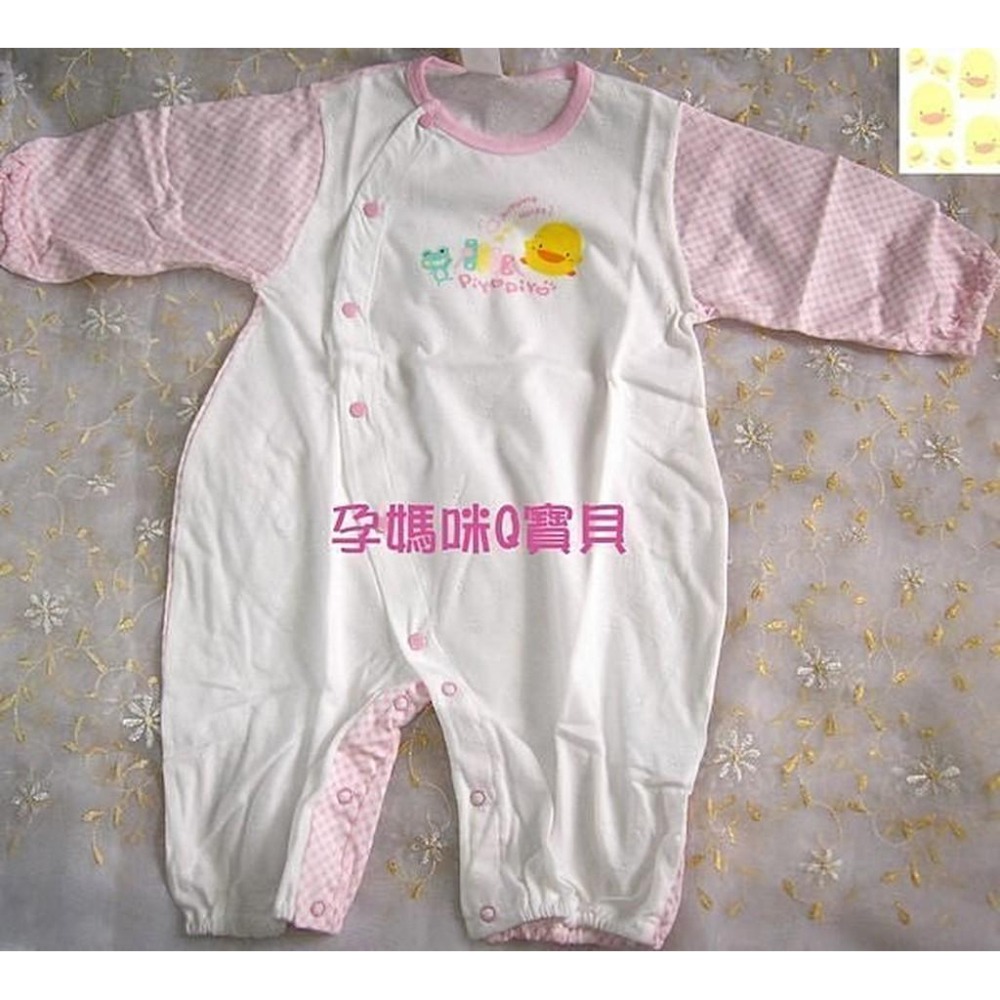 【孕媽咪Q寶貝】全新台灣製黃色小鴨斜格長袖兩用裝(連身衣)/純棉超透氣1120753-細節圖2