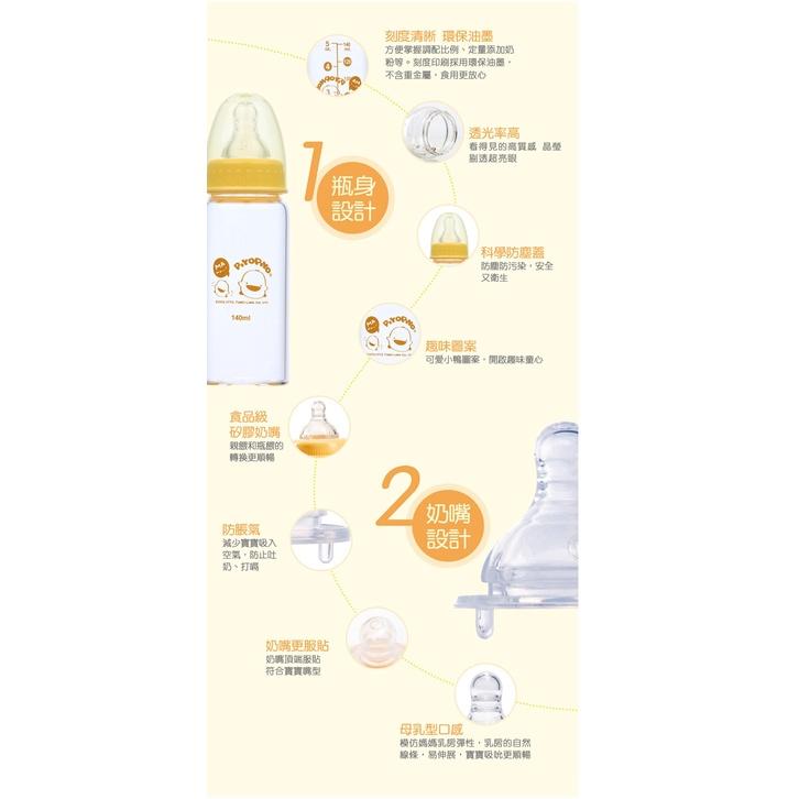 黃色小鴨 媽咪乳感標準口徑玻璃奶瓶140CC 賣場另有售240CC-83326-細節圖7