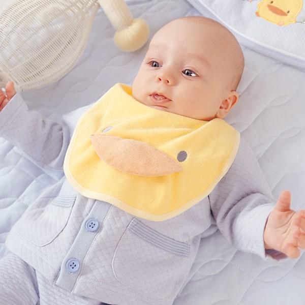 黃色小鴨啾啾造型圍兜 鴨嘴設計按壓即可發出啾啾聲 81396-細節圖3