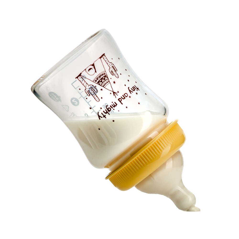 黃色小鴨寬口徑葫蘆玻璃小奶瓶120ml 台灣製 賣場另售同款180ML 240ML奶瓶83457-細節圖4