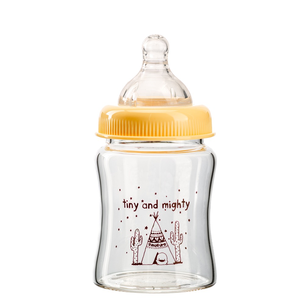 黃色小鴨寬口徑葫蘆玻璃小奶瓶120ml 台灣製 賣場另售同款180ML 240ML奶瓶83457-細節圖5