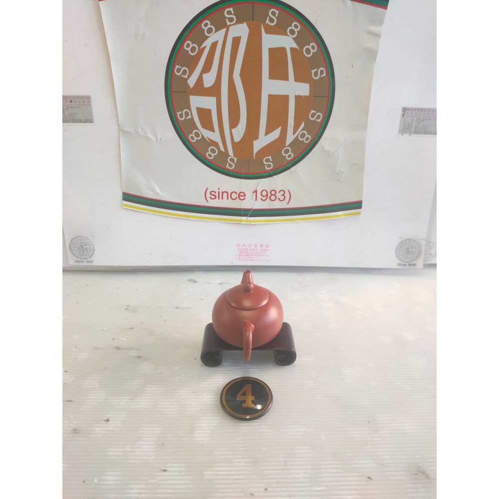 #個人所有優質商品#  台灣知名陶藝家^使用高級土胚、超高工藝制作而成的-4杯紅土圓球茗壺^造型簡潔,實用性高°👍-細節圖2