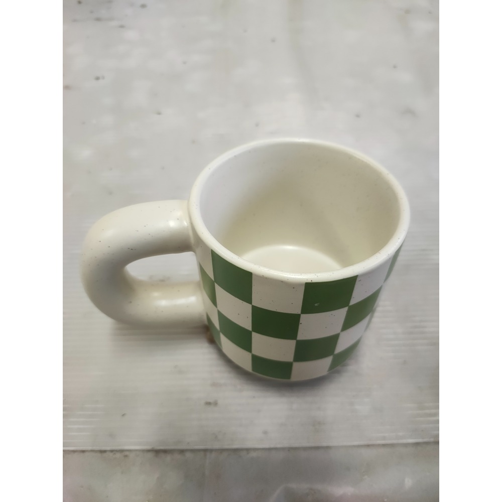 #個人所有優質商品#§1-胖胖手把-“綠白方格”-陶杯-細節圖2