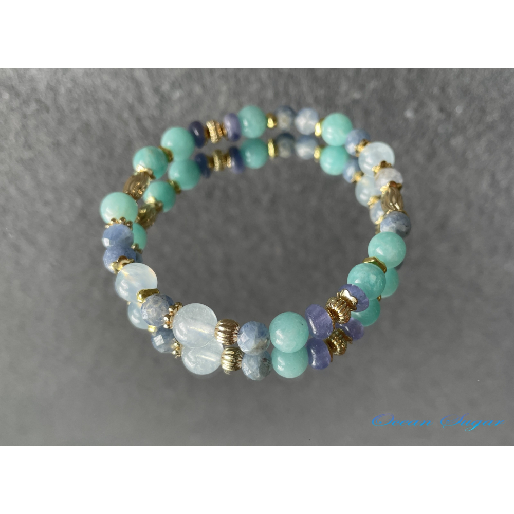 Ocean Sugar 天然水晶 坦桑石隨形 藍晶石切 天河石 海藍寶-細節圖2