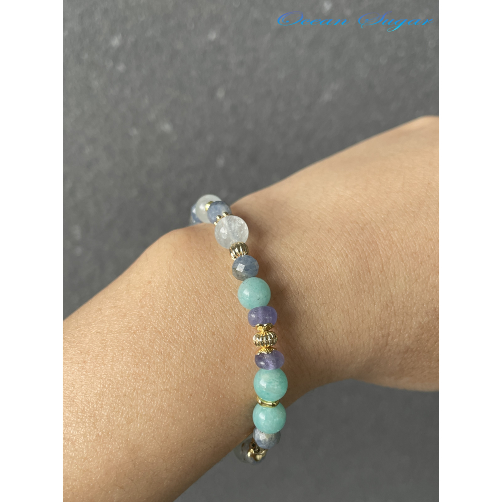 Ocean Sugar 天然水晶 坦桑石隨形 藍晶石切 天河石 海藍寶-細節圖4