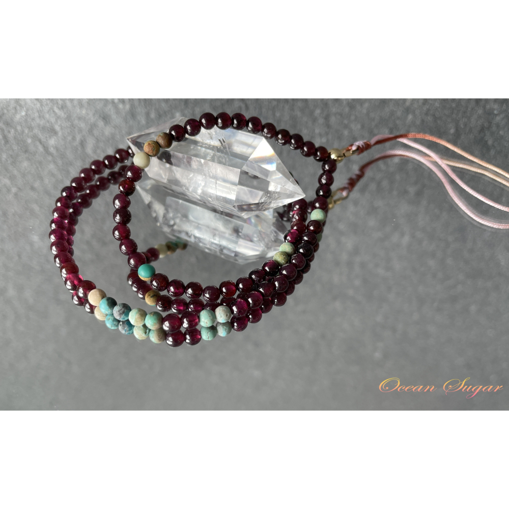 Ocean Sugar 設計 手機掛繩 掛飾 紅石榴石 綠松石-細節圖3