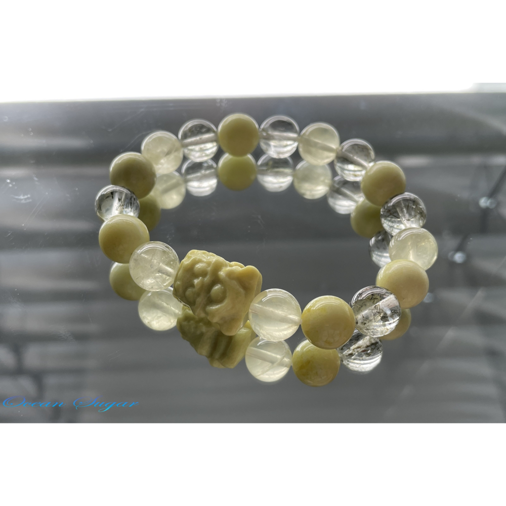 Ocean Sugar 設計手鍊 菜花玉 吞金獸 綠碧髮 檸檬晶-細節圖2