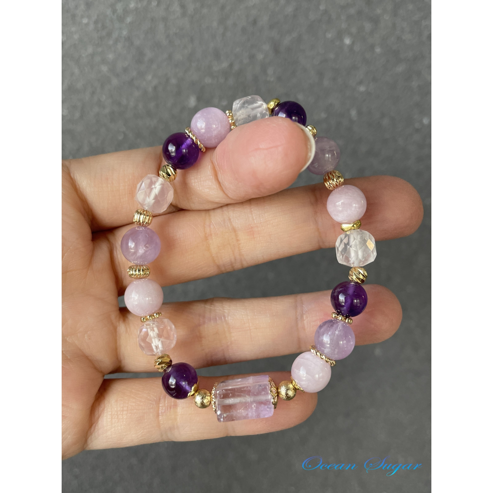 Ocean Sugar 天然水晶 設計款 紫鋰輝 薰衣草晶 紫水晶 粉晶 切面-細節圖2