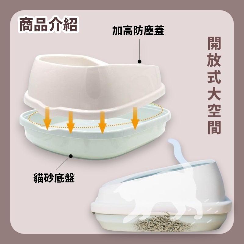 貓砂盆 半封閉式貓砂盆 封閉式貓砂盆 貓砂 防噴濺貓砂盆 貓便盆 貓廁所 加高貓砂盆-細節圖4