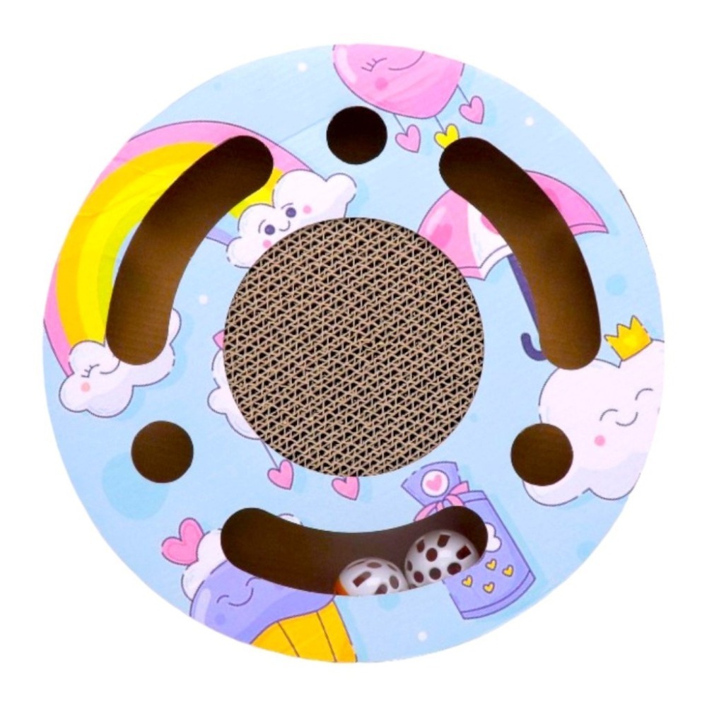 貓抓板帶鈴鐺球 貓磨爪玩具 寵物用品 掏球轉盤貓抓 逗貓轉盤 瓦楞紙耐磨 貓咪用品 貓抓板 鈴鐺 貓玩具-細節圖5