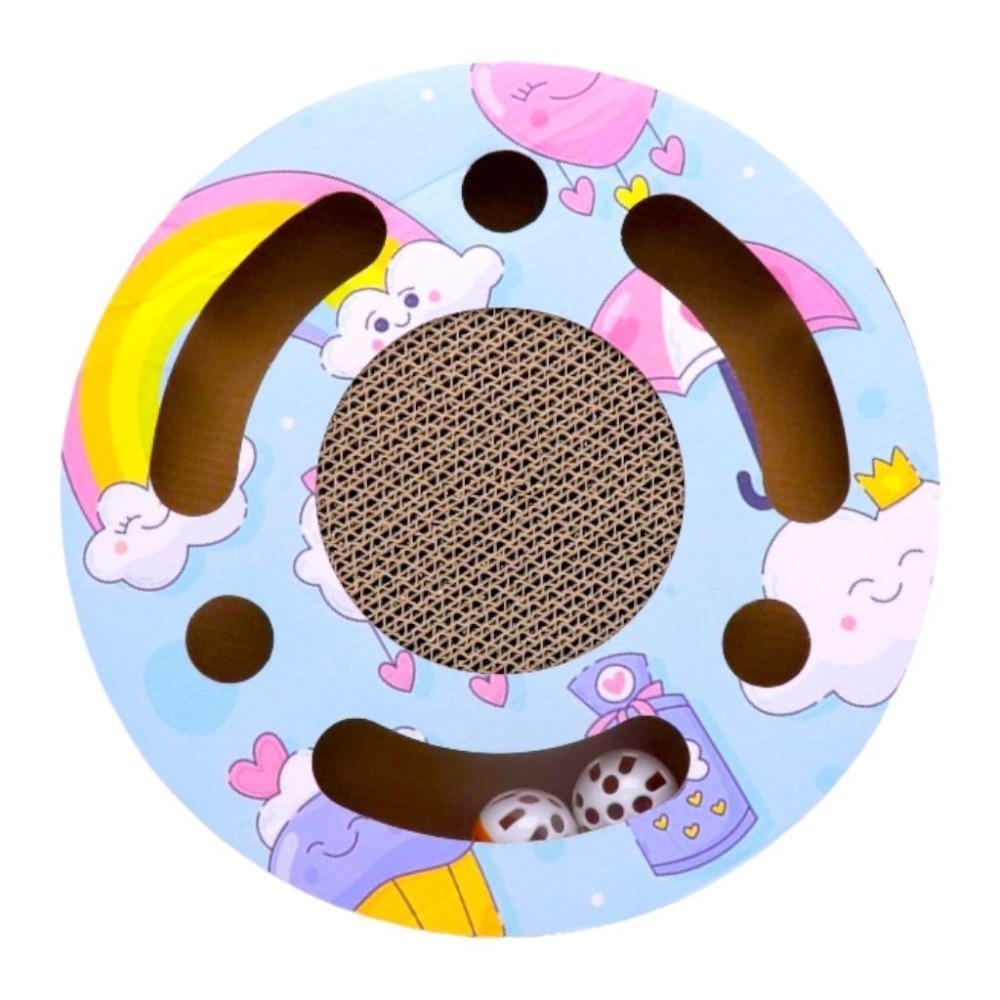 貓抓板帶鈴鐺球 貓磨爪玩具 寵物用品 掏球轉盤貓抓 逗貓轉盤 瓦楞紙耐磨 貓咪用品 貓抓板 鈴鐺 貓玩具-細節圖5