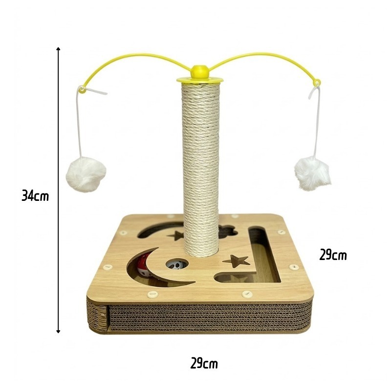 貓抓板帶鈴鐺球 貓磨爪玩具 寵物用品 掏球轉盤貓抓 逗貓轉盤 瓦楞紙耐磨 貓咪用品 貓抓板 鈴鐺 貓玩具-規格圖9