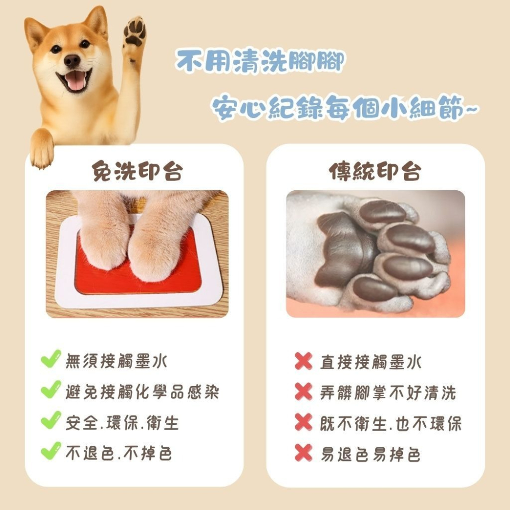寵物手足印台 免洗寵物印泥 不沾墨印台 紀念禮物 不沾手-細節圖3