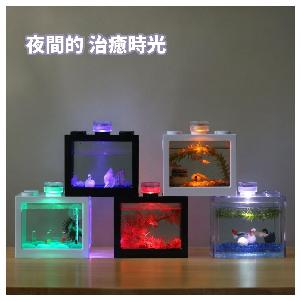 積木魚缸 壓克力缸 公仔收納盒 水族魚缸 懶人魚缸 寵物盒 微型生態觀賞 立方缸-細節圖4