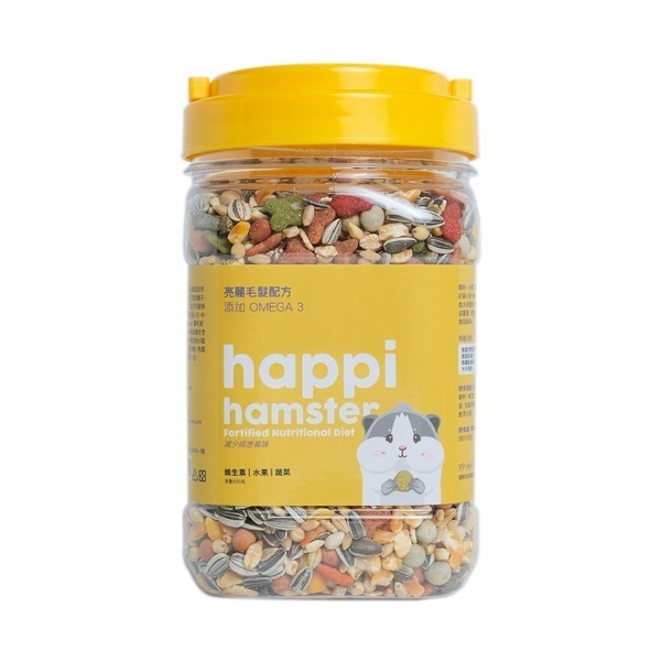 happi hamster 倉鼠飼料600g 倉鼠飼料 小動物鼠飼料 小倉鼠飼料 倉鼠主食 倉鼠零食 黃金鼠飼料-規格圖3